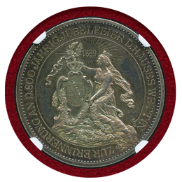 ドイツ 1889-Dated ザクセン 銀メダル ヴェッティン家800年記念 NGC MS61