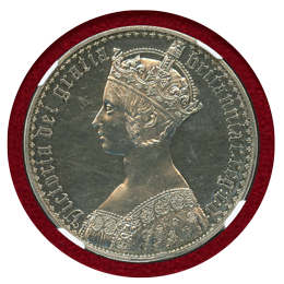 【SOLD】イギリス 1847年 銀貨 ゴシッククラウン プレーンエッジ NGC PF60