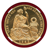 【SOLD】ペルー 1967年 100ソル 金貨 女神座像 NGC MS66PL