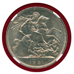 イギリス 1951年 クラウン 白銅貨 英国フェスタ ジョージ6世 NGC PL65