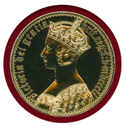 イギリス (1851) クラウン 白銅貨ギルト ファンタジー ゴシック・聖ジョージ PR69