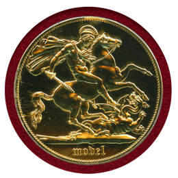 イギリス (1851) クラウン 白銅貨ギルト ファンタジー ゴシック・聖ジョージ PR69