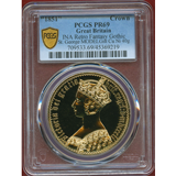 イギリス (1851) クラウン 白銅貨ギルト ファンタジー ゴシック・聖ジョージ PR69