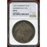 ドイツ アウグスブルク 1745 IT ターラー 銀貨 女神座像 NGC MS62