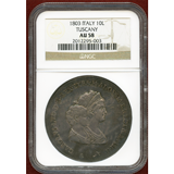 イタリア トスカーナ(エトルリア王国) 1803年 10リレ銀貨 NGC AU58