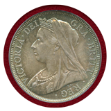 イギリス 1899年 1/2クラウン 銀貨 ヴィクトリア ベールヘッド PCGS MS66