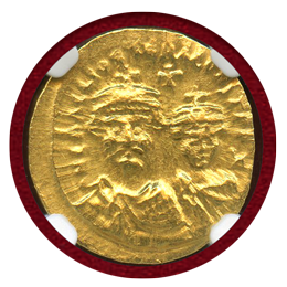 ビザンチン帝国 613-641 ソリダス金貨 ヘラクレイオス&コンスタンティ ヌス NGC MS
