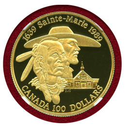 カナダ 1989年 100ドル 金貨 サントマリー350周年記念 NGC PF68UC