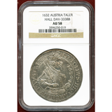 【SOLD】神聖ローマ帝国 オーストリア 1632年 ターラー 銀貨 レオポルト大公 AU58