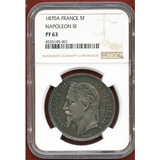【SOLD】フランス 1870年 5フラン銀貨 PROOF ナポレオン3世 月桂冠 NGC PF63