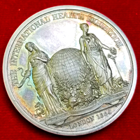 イギリス 1884年 ヴィクトリア 銀メダル 国際健康展 PCGS SP64