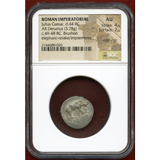 共和政ローマ 紀元前49-44年 デナリウス銀貨  象/カエサル NGC AU