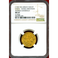 【SOLD】ギリシャ ヒオス (1343-54) ダカット 金貨 アンドレア・ダンドロ MS62