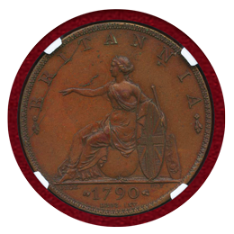 イギリス (1790年) 1/2ペニー銅貨 ヌードブリタニア NGC PF63BN