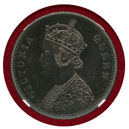 英領インド 1874年 ルピー プルーフ銀貨 リストライク ヴィクトリア女王 NGC PF63
