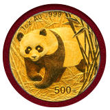 中国 2002年 500元 金貨 パンダ PCGS MS69