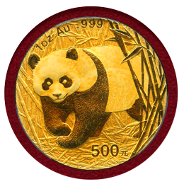 中国 2002年 500元 金貨 パンダ PCGS MS69