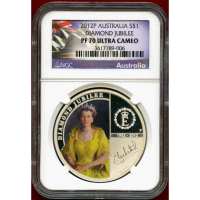 オーストラリア 2012P $1 銀貨 エリザベスⅡ ダイヤモンドジュビリー NGC PF70UC