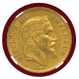 フランス 1868A 100フラン 金貨 ナポレオン3世有冠 NGC MS61