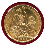 ペルー 1961年 100ソル 金貨 女神座像 NGC MS65