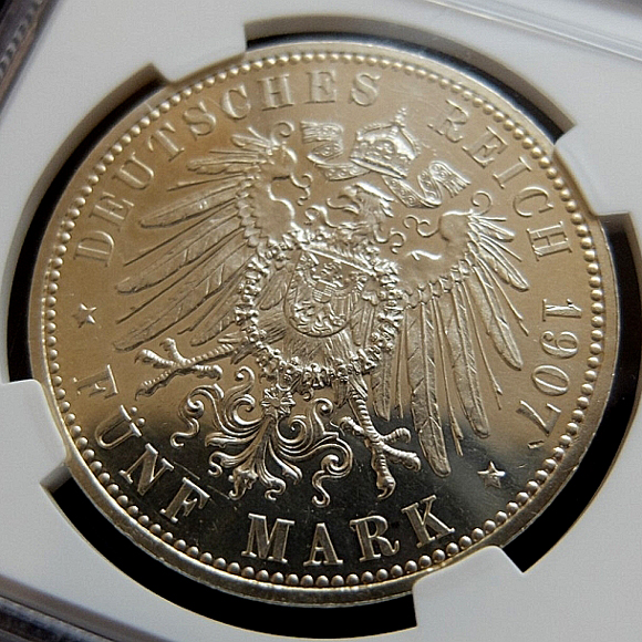 JCC | ジャパンコインキャビネット / ドイツ リューベック 1907A 5マルク 銀貨 プルーフ NGC PF63