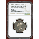 イギリス 1844年 銀メダル 王立取引所開設記念 ヴィクトリア女王 W.W NGC MS61