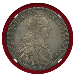 ドイツ レーゲンスブルク ND(1745) 1/2ターラー 銀貨 フランツ1世 都市景観 AU58
