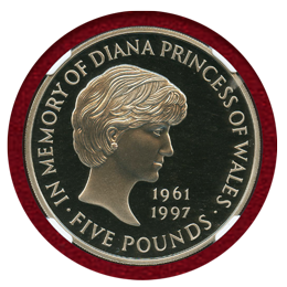 イギリス 1999年 5ポンド 銀貨 ダイアナ NGC PF69UC