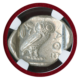 古代ギリシャ アッティカ アテネ 440-404BC 4ドラクマ 銀貨 フクロウ NGC MS