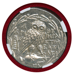古代ギリシャ アッティカ アテネ 紀元前2～1世紀 4ドラクマ 銀貨 フクロウ MS