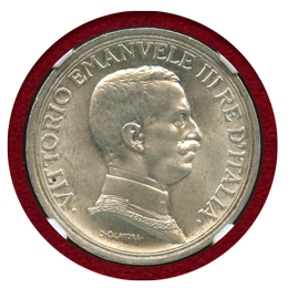 イタリア 1917R 2リレ銀貨 エマヌエレ3世 クァドリガ NGC MS63