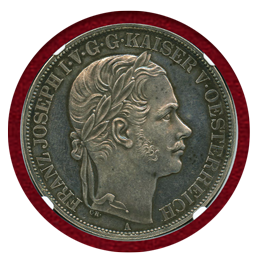オーストリア 1857A 2ターラー 銀貨 南部鉄道開通記念 NGC PF62