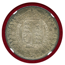 イギリス 1887年 1/2クラウン銀貨 ヴィクトリア ジュビリーヘッド NGC MS62