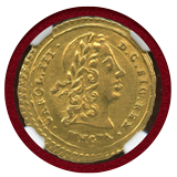 イタリア シチリア 1734 ONCIA 金貨 Carlo Ⅲ NGC AU58