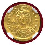 ビザンチン 582-602 ソリダス 金貨 マウリキウス・ティベリウス NGC MS
