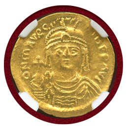 ビザンチン 582-602 ソリダス 金貨 マウリキウス・ティベリウス NGC MS