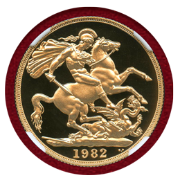 イギリス 1982年 2ソブリン 金貨 エリザベス2世ヤングバスト PF70UC