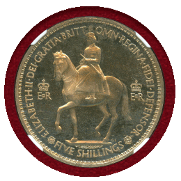 【SOLD】イギリス 1953年 クラウン 白銅貨 エリザベス2世戴冠記念 NGC PF64