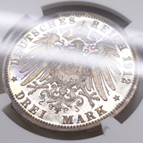 ドイツ リューベック 1912A 3マルク 銀貨 双頭の鷲 NGC PF65