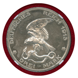ドイツ プロイセン 1913A 3マルク ナポレオン撃退100周年記念 NGC PF63