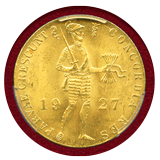オランダ 1927年 ダカット 金貨 騎士立像 PCGS MS64