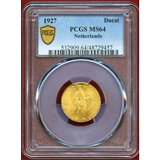 オランダ 1927年 ダカット 金貨 騎士立像 PCGS MS64