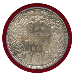 英領インド 1901B ルピー 銀貨 ヴィクトリア女王 PCGS MS64