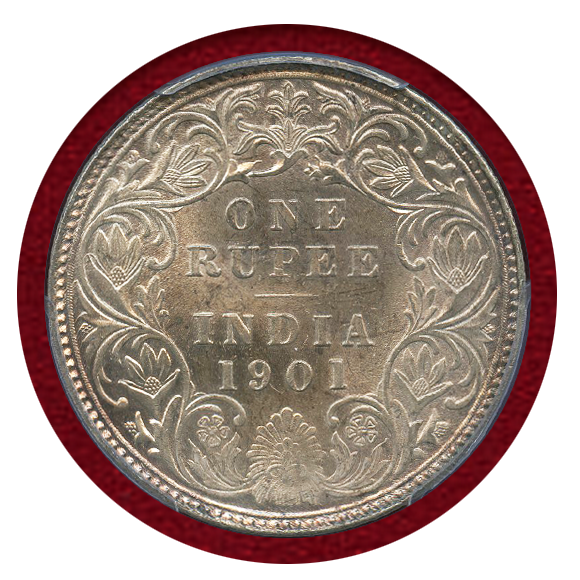 PCGS MS64インド・ルピー銀貨 1901 (C) ビクトリア☆外国コイン