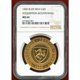 マン島 1965年 5ポンド金貨 Acquisition Bicentennial NGC MS64