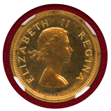 【SOLD】南アフリカ 1958年 1ポンド金貨 プルーフ エリザベス女王 NGC PF65