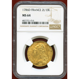 フランス 1786D 2ルイドール 金貨 ルイ16世 NGC MS64