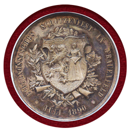 スイス 1890年 射撃祭記念 銀メダル トゥールガウ NGC MS61PL