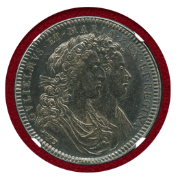 イギリス 1689年 銀メダル ウィリアム&メアリー戴冠記念 コロネーション NGC MS62