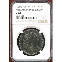 イギリス 1689年 銀メダル ウィリアム&メアリー戴冠記念 コロネーション NGC MS62
